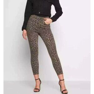 GOOD AMERICAN good waist crop sage green leopard size 8/29